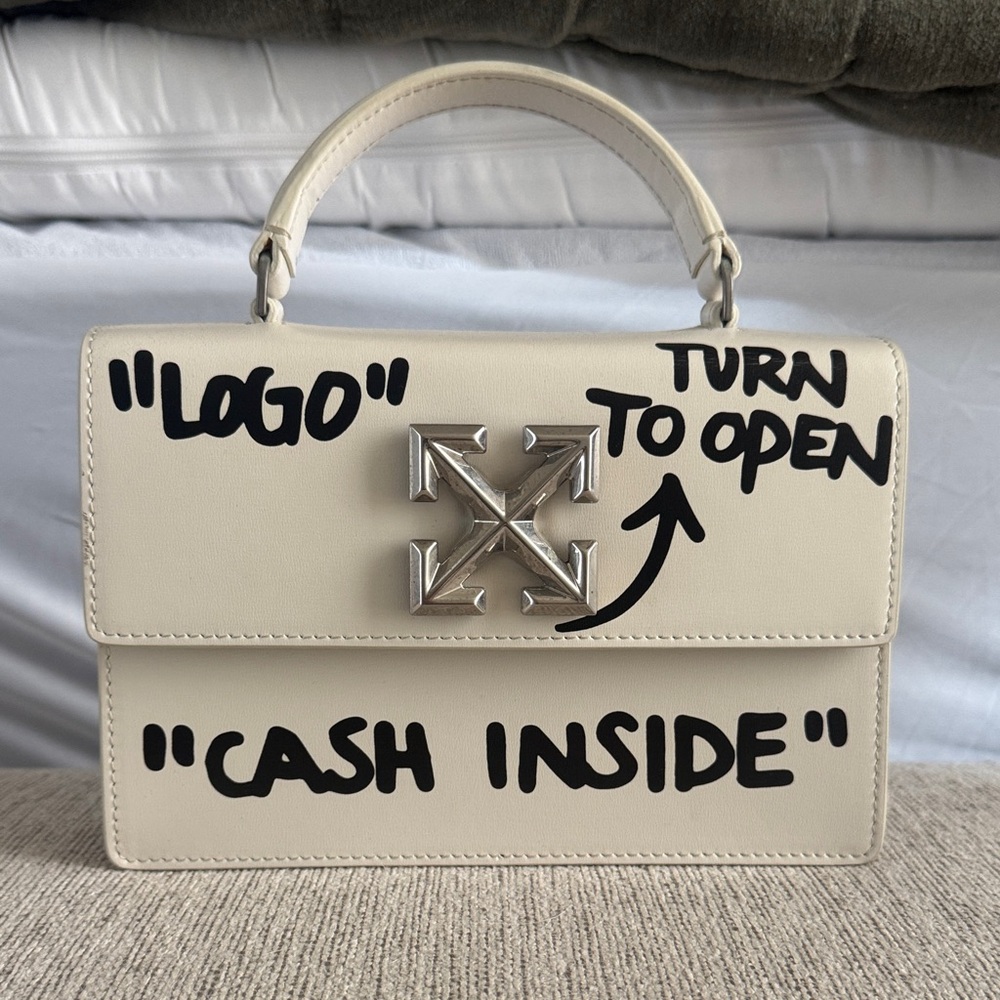 Off-White Jitney Bag with Silver Accents by Virgil
